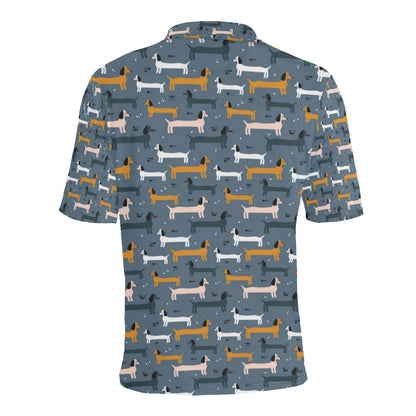 Dachshund Pattern Print Design 012 Men Polo Shirt