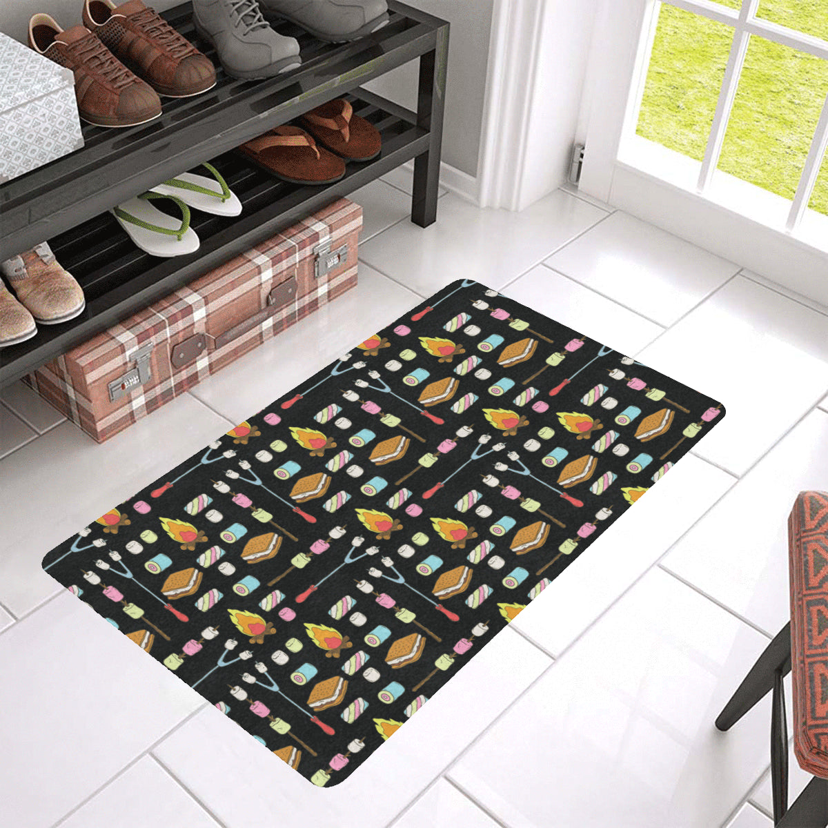 Camping Campfire Marshmallows Rubber Doormat