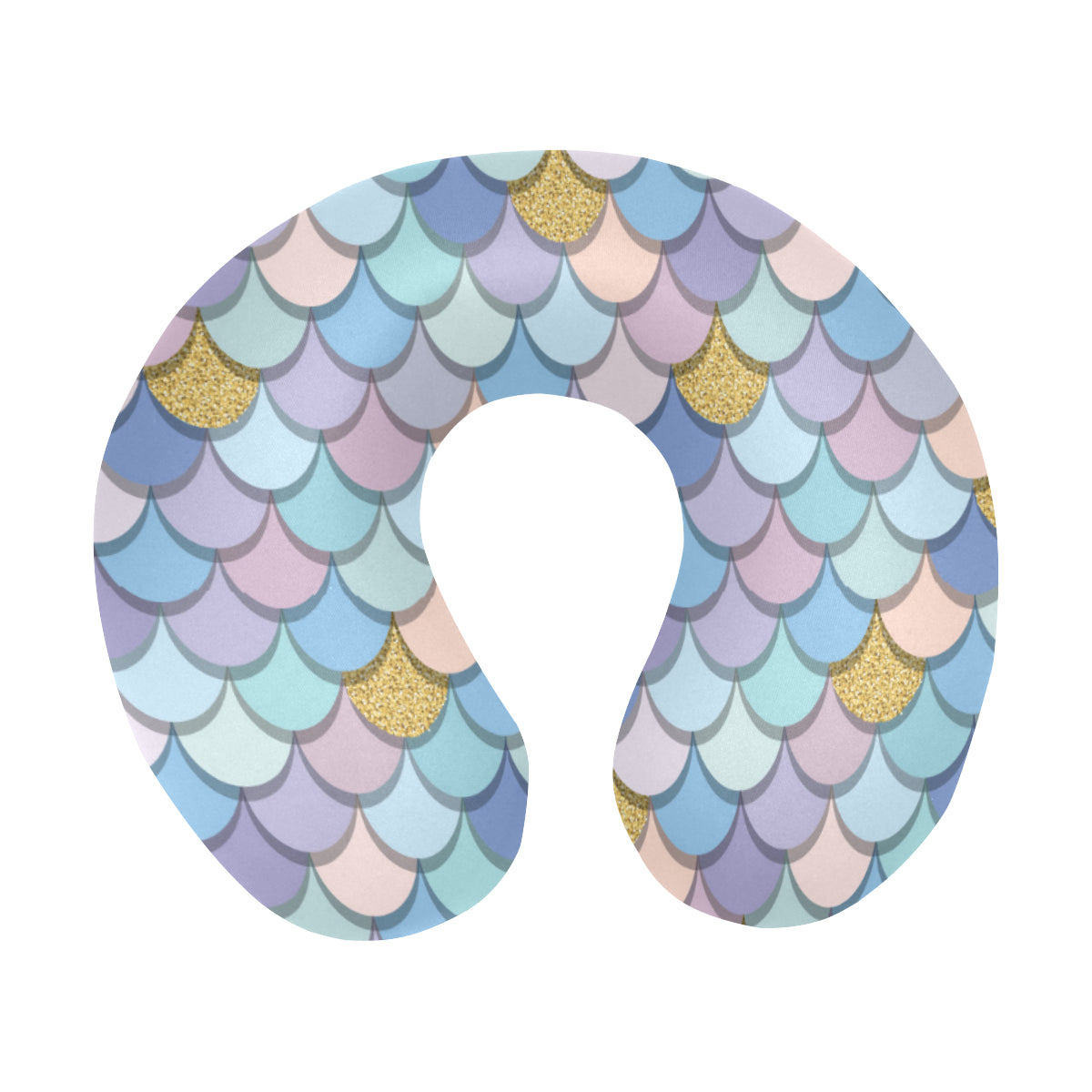 Mermaid Scales Pattern Print Design 05 U-Shaped Travel Neck Pillow