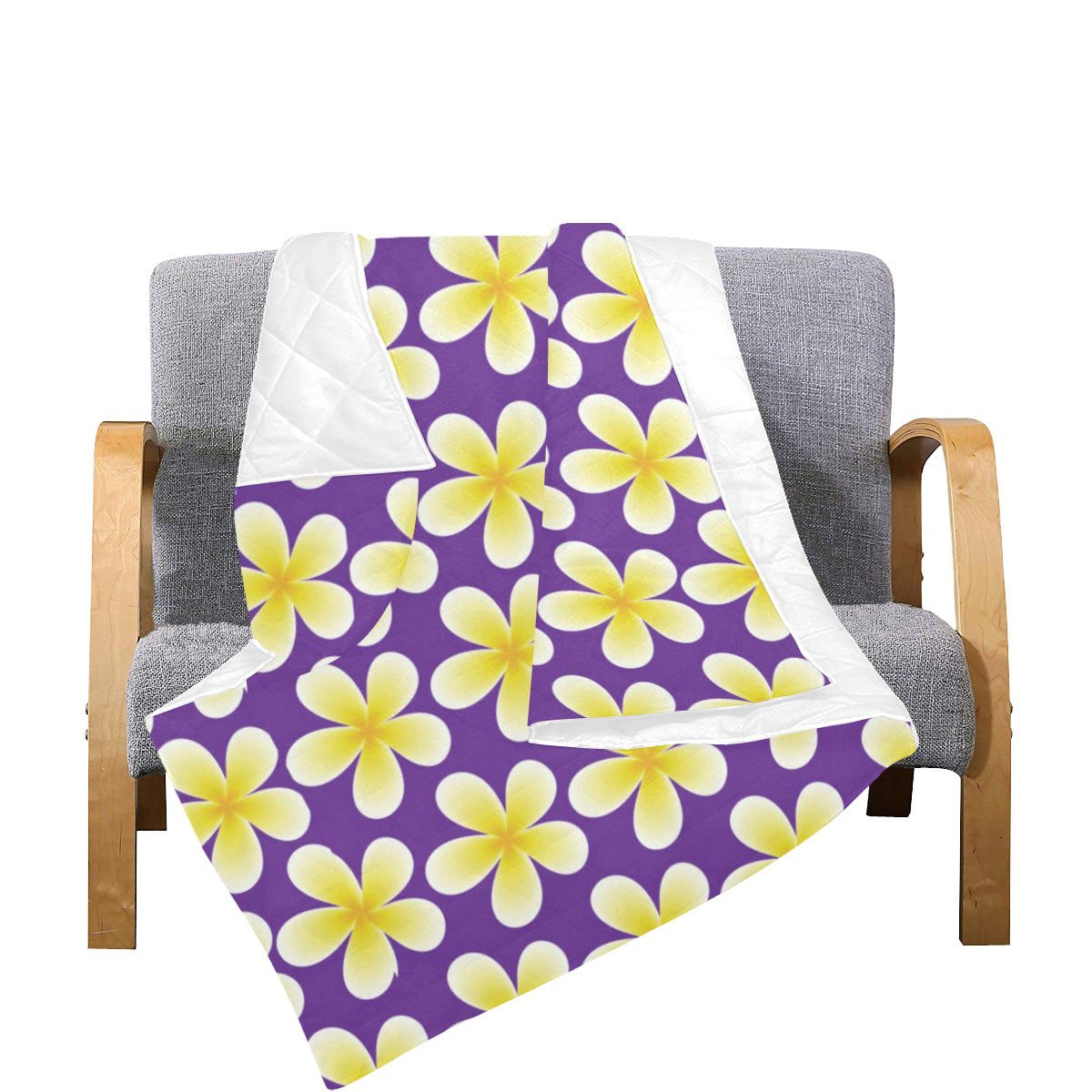 Yellow Plumeria Pattern Print Design PM05 Premium Quilt