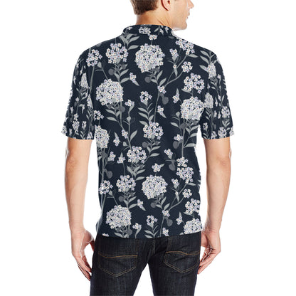 Hydrangea Pattern Print Design HD07 Men Polo Shirt