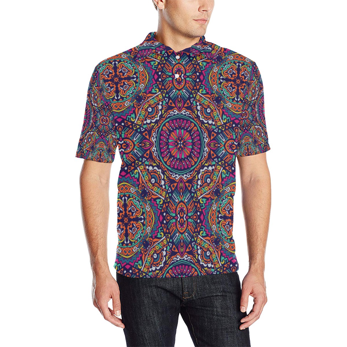 Boho Pattern Print Design 06 Men Polo Shirt