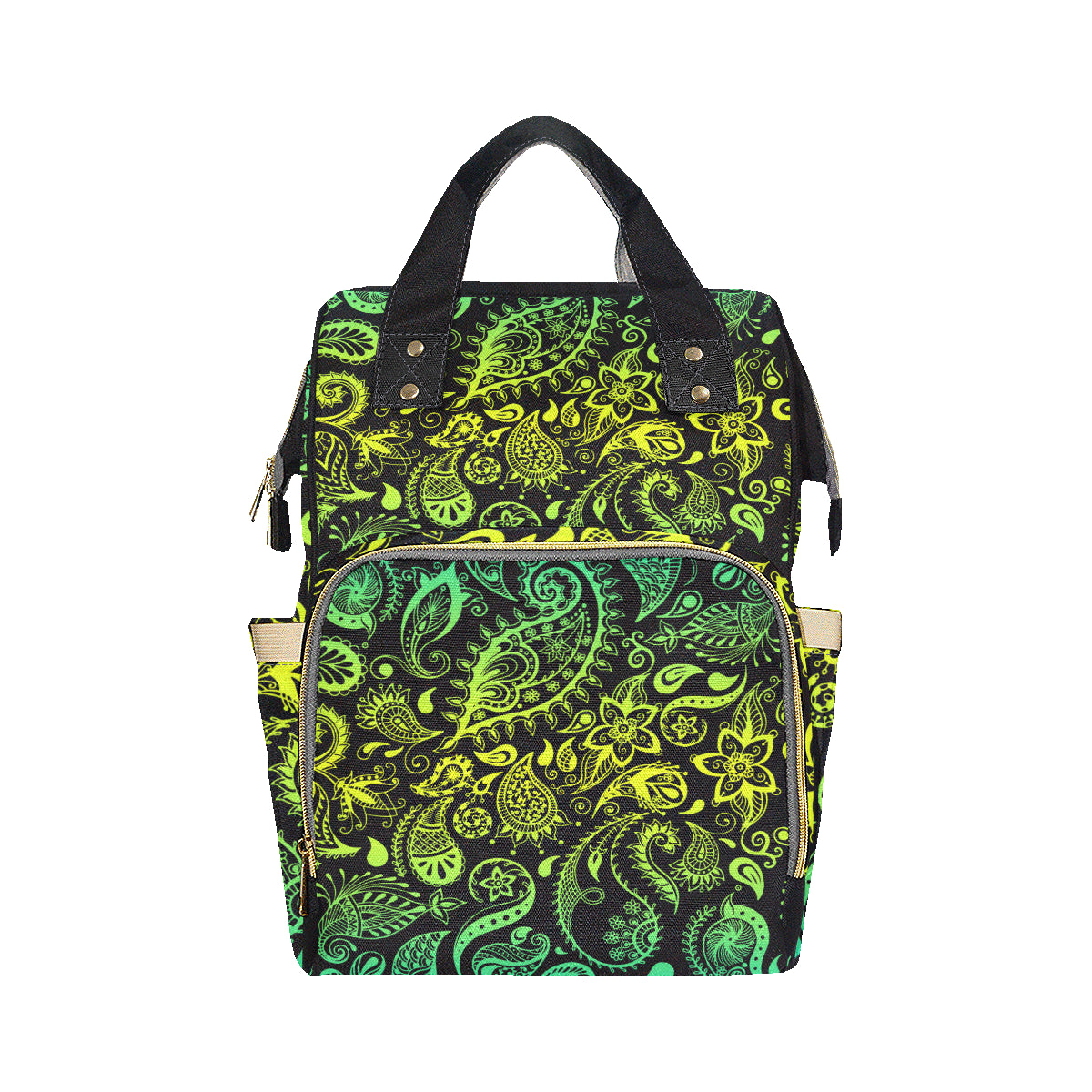 Paisley Green Design Print Diaper Bag Backpack