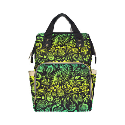 Paisley Green Design Print Diaper Bag Backpack