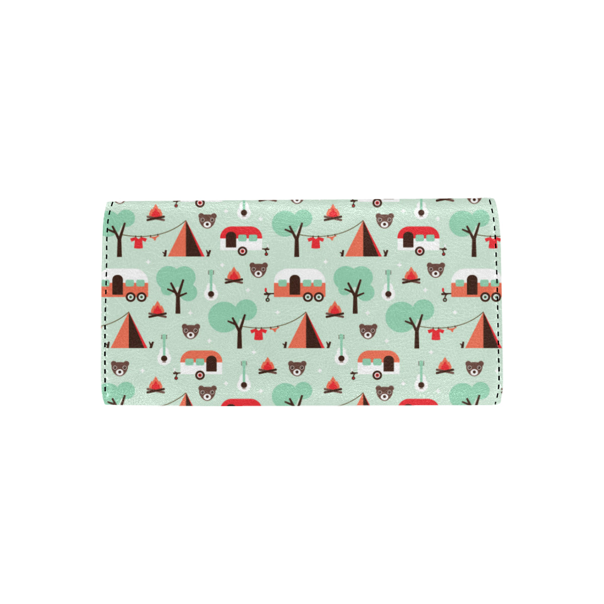 Camper Tent Pattern Print Design 01 Women's Trifold Wallet