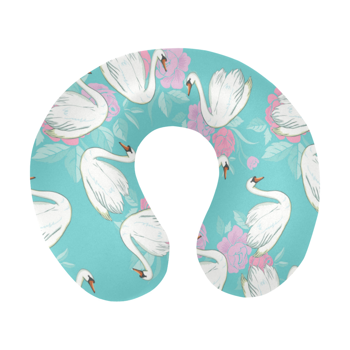 Swan Pattern Print Design 03 U-Shaped Travel Neck Pillow