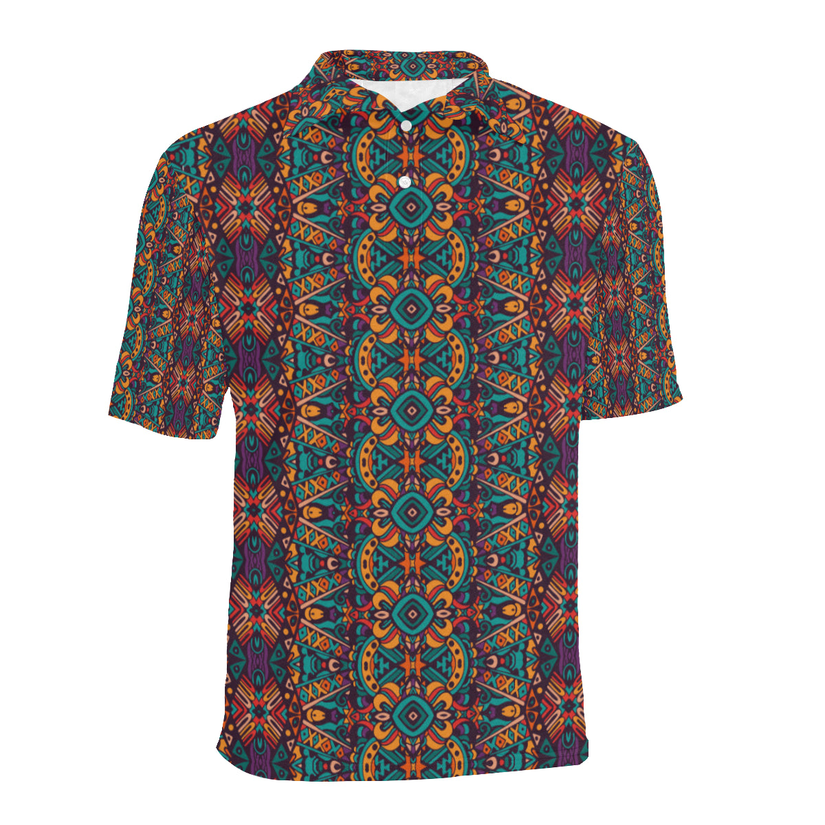 Ethnic Style Print Pattern Men Polo Shirt