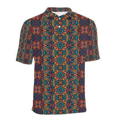 Ethnic Style Print Pattern Men Polo Shirt
