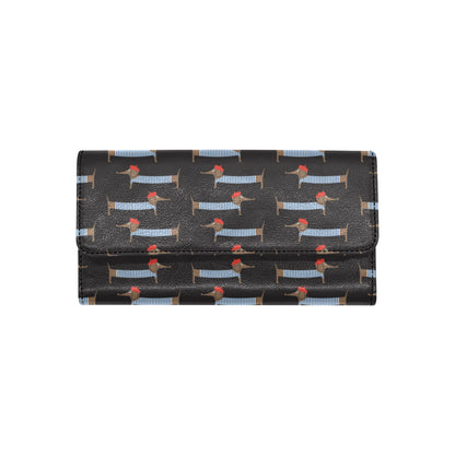 Dachshund Pattern Print Design 04 Women's Trifold Wallet