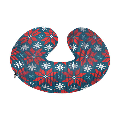 Poinsettia Pattern Print Design A02 U-Shaped Travel Neck Pillow