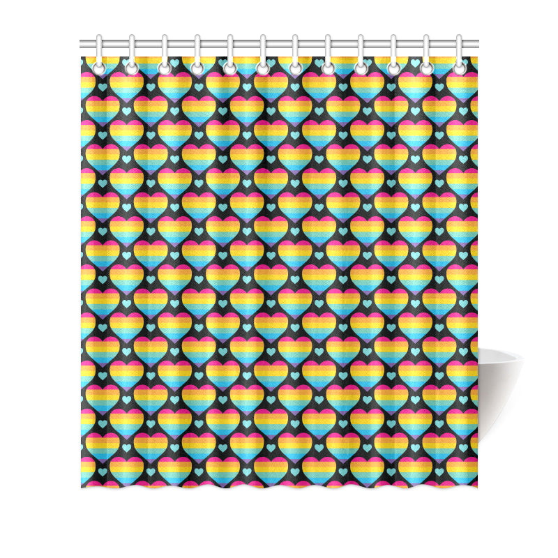 Rainbow Heart Print Pattern Shower Curtain