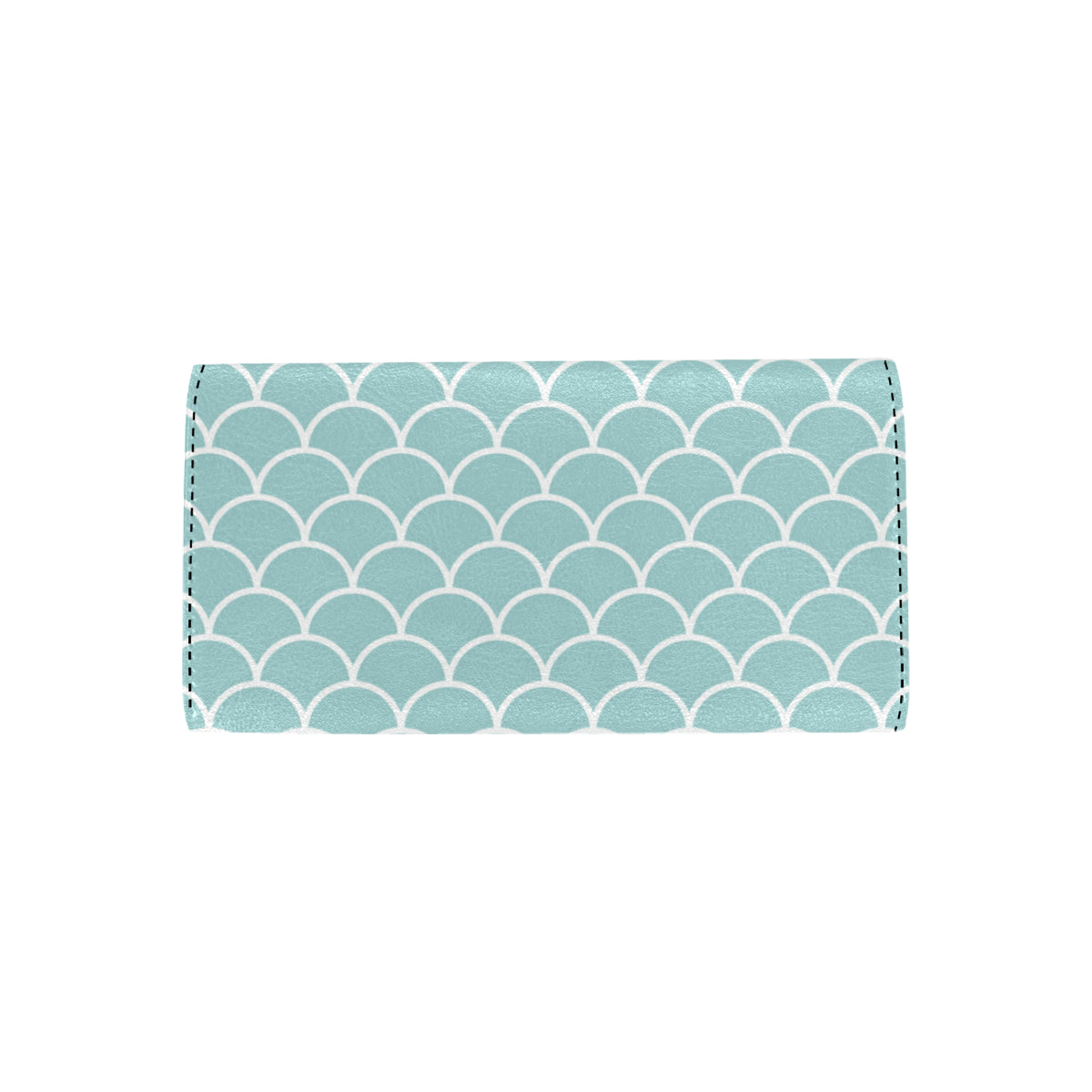 Scales Teal Pattern Print Design 02 Women's Trifold Wallet