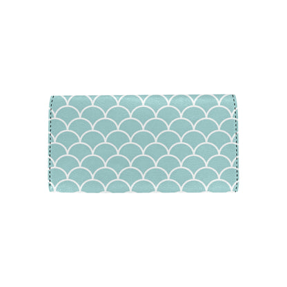 Scales Teal Pattern Print Design 02 Women's Trifold Wallet