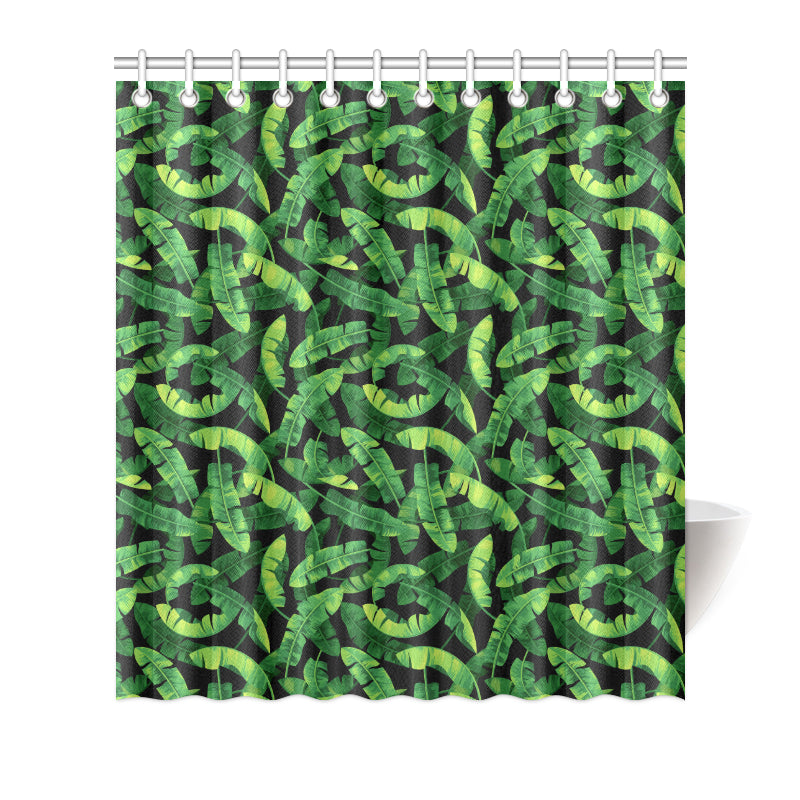 Banana Leaf Pattern Print Design 02 Shower Curtain