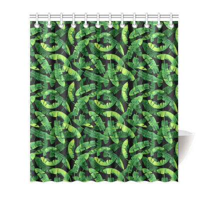 Banana Leaf Pattern Print Design 02 Shower Curtain