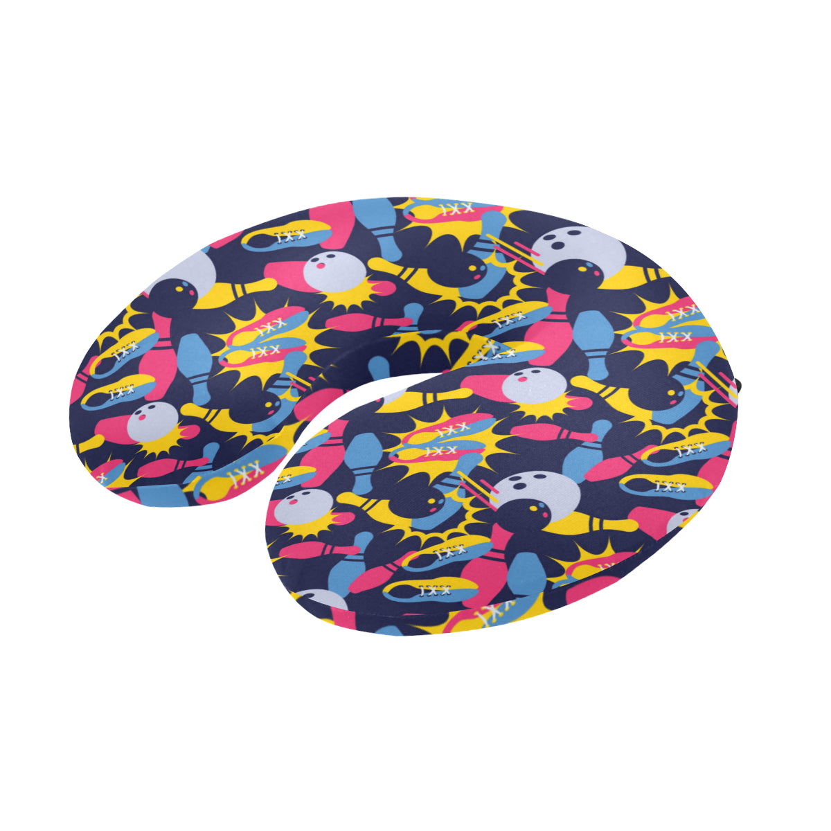 Bowling Pattern Print Design 02 U-Shaped Travel Neck Pillow