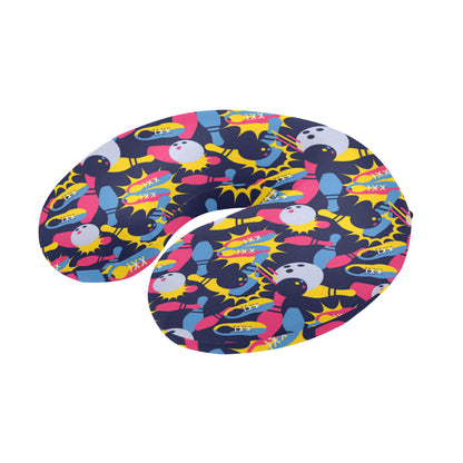 Bowling Pattern Print Design 02 U-Shaped Travel Neck Pillow