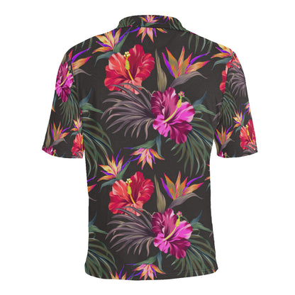 Hibiscus Pattern Print Design HB014 Men Polo Shirt