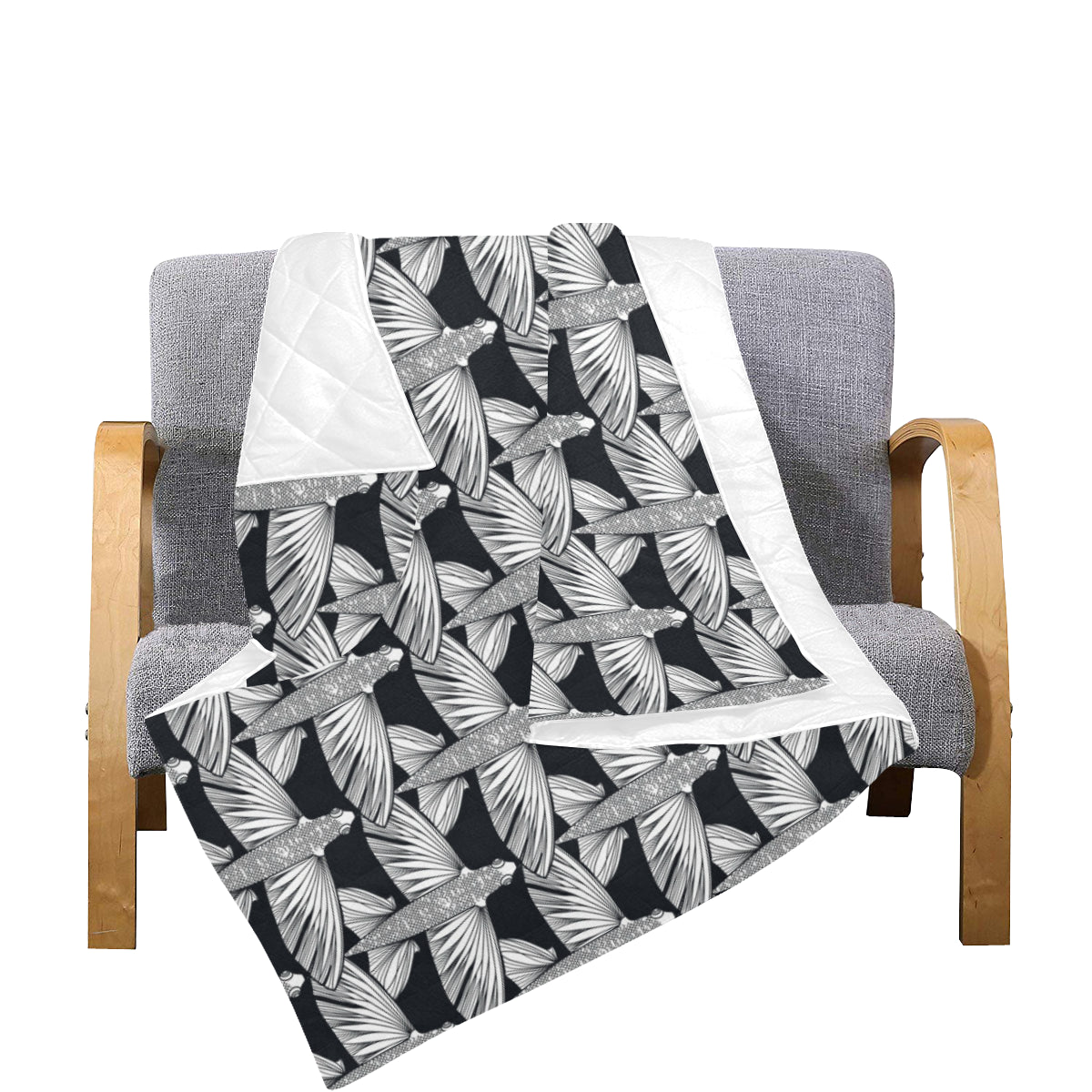 Flying Fish Pattern Print Design 03 Premium Quilt