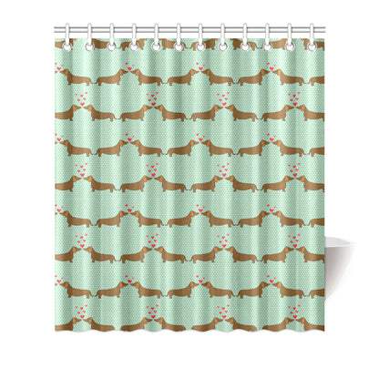 Dachshund Pattern Print Design 02 Shower Curtain