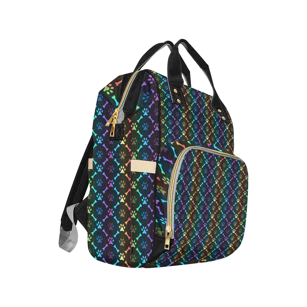 Paw Rainbow Print Diaper Bag Backpack