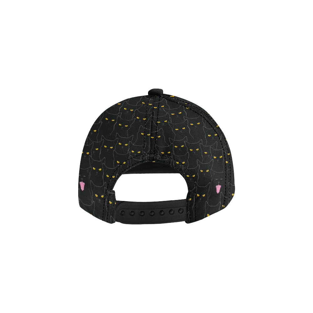 Black Cat Yellow Eyes Print Pattern Snapback Cap