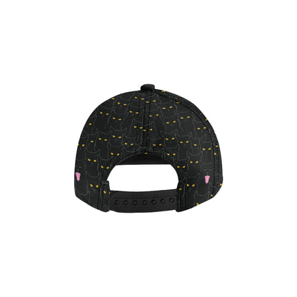 Black Cat Yellow Eyes Print Pattern Snapback Cap