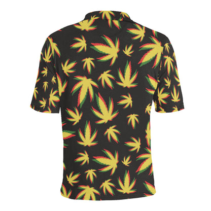 Pot Leaf Pattern Print Design A02 Men Polo Shirt