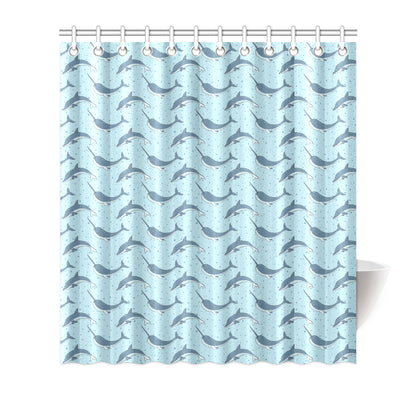 Narwhal Dolphin Print Shower Curtain