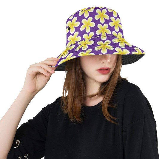 Yellow Plumeria Pattern Print Design PM05 Unisex Bucket Hat