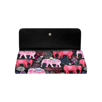 Pink Elephant Pattern Women's Trifold Wallet