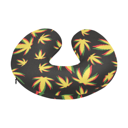 Pot Leaf Pattern Print Design A02 U-Shaped Travel Neck Pillow
