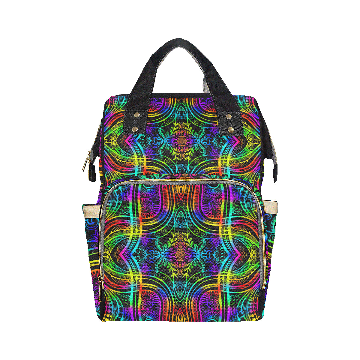 Neon Trible Rainbow Pattern Print Design A01 Diaper Bag Backpack