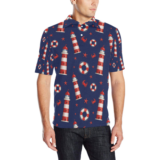 Nautical Pattern Print Design A03 Men Polo Shirt