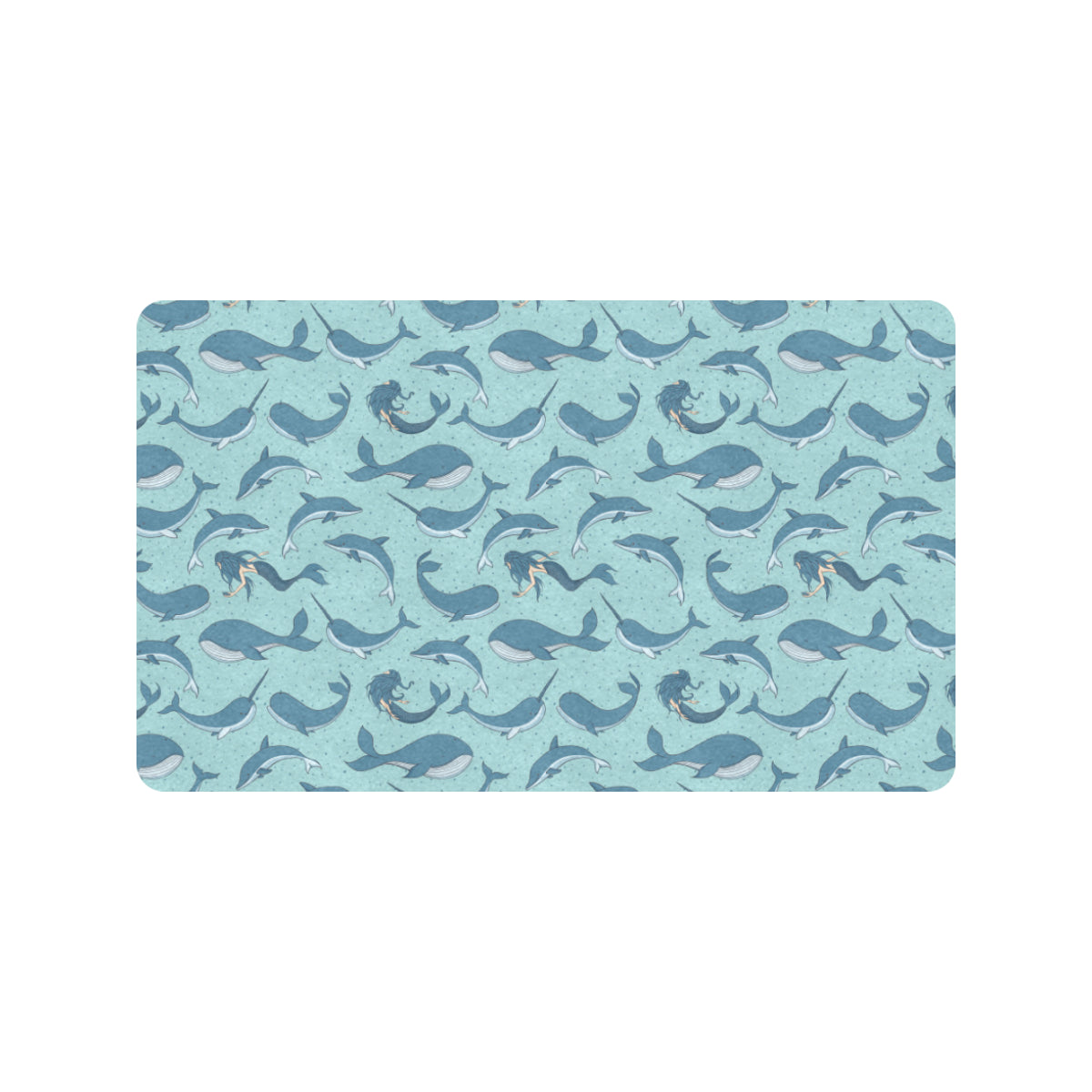 Narwhal Themed Print Rubber Doormat