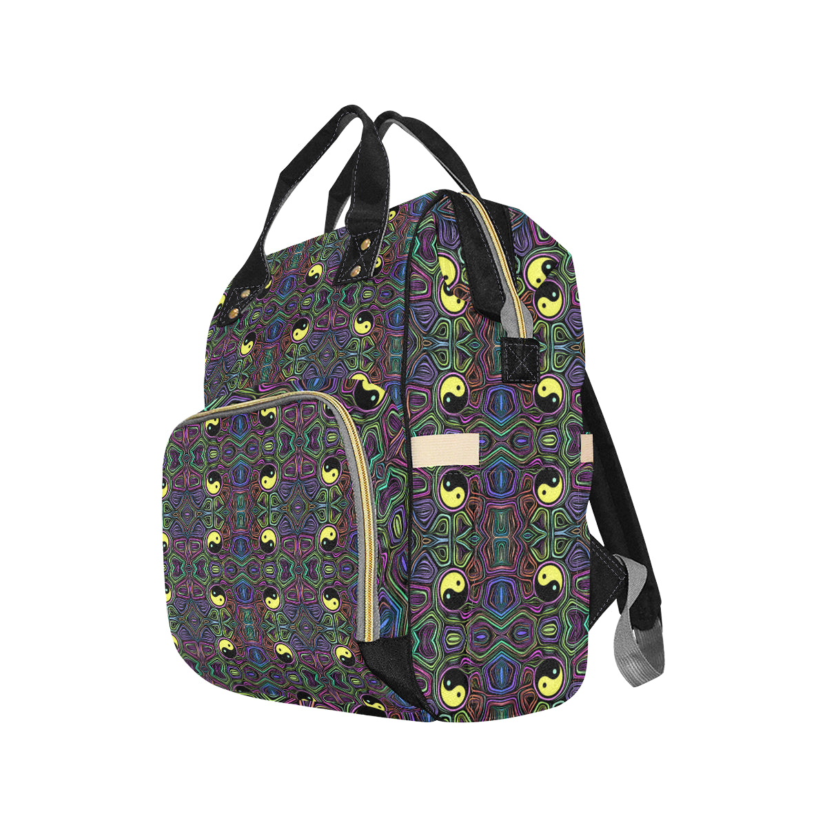 Yin Yang Neon Color Design Print Diaper Bag Backpack