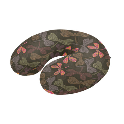 Dragonfly Pattern Print Design 02 U-Shaped Travel Neck Pillow