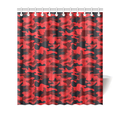 Camo Red Pattern Print Design 03 Shower Curtain