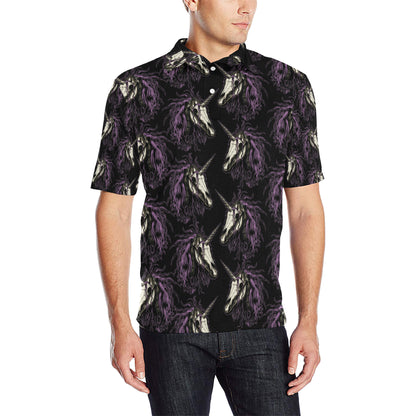 Unicorn Skull head Men Polo Shirt