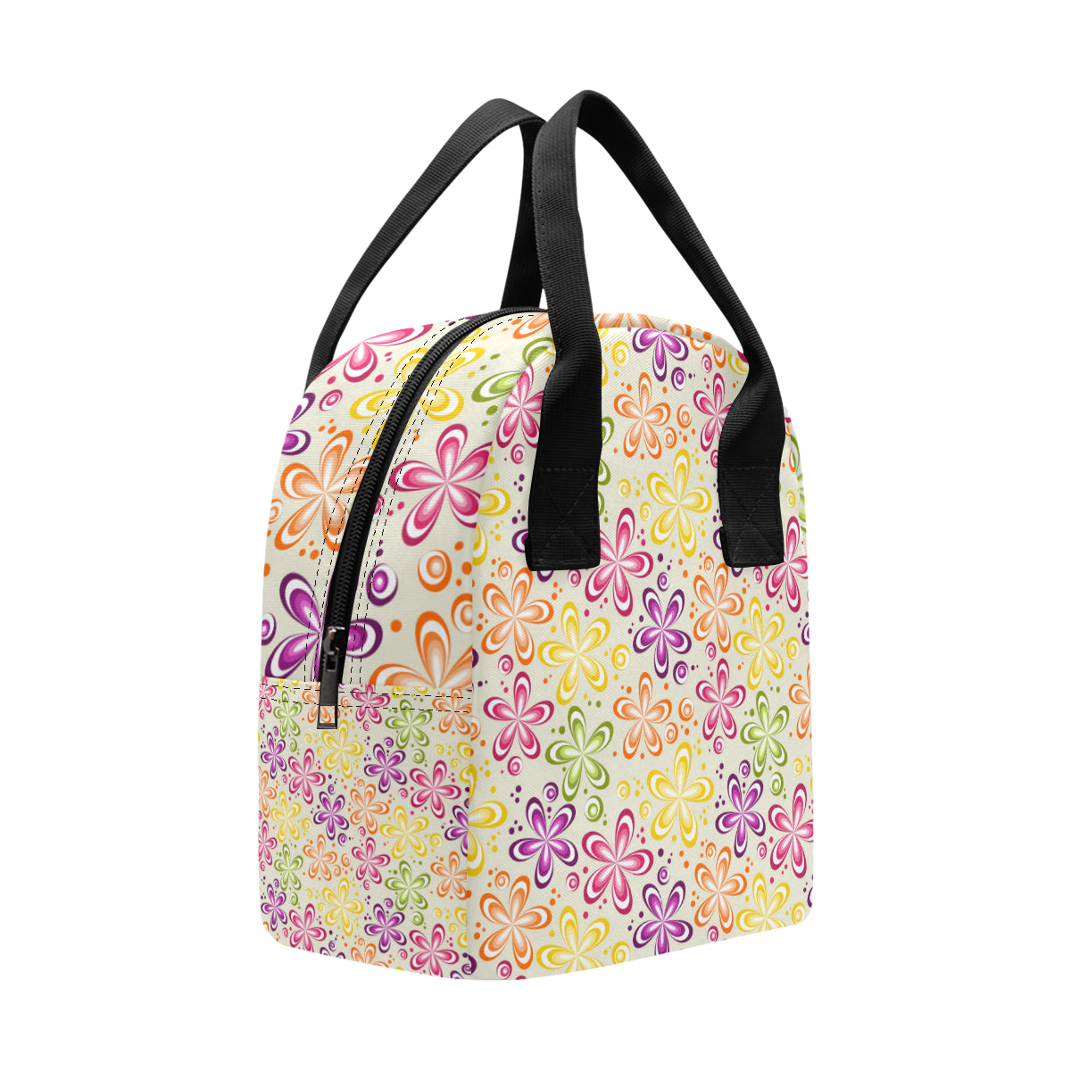 Flower Power Colorful Design Print Insulated Lunch Bag