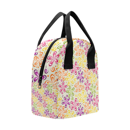 Flower Power Colorful Design Print Insulated Lunch Bag