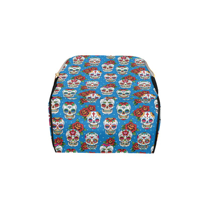 Sugar Skull Rose Pattern Diaper Bag Backpack