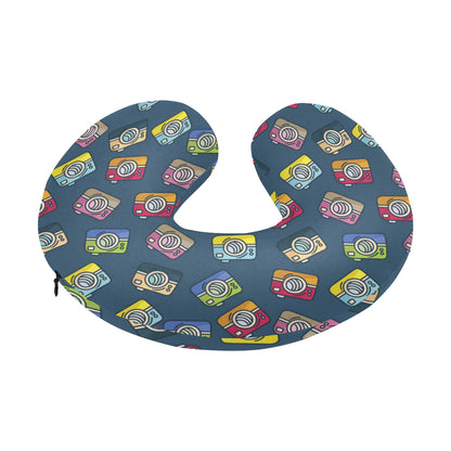 Camera Pattern Print Design 03 U-Shaped Travel Neck Pillow