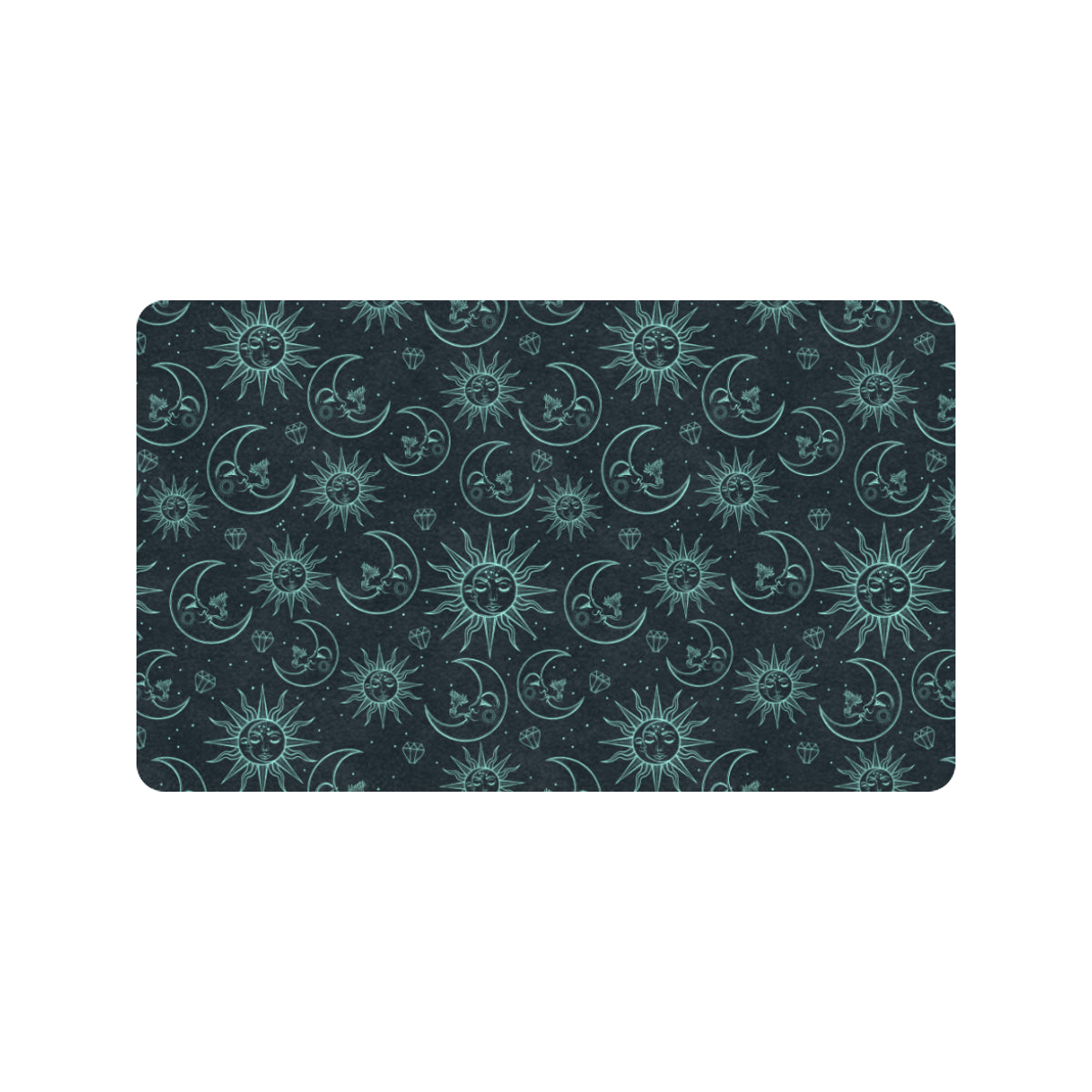 Sun Moon Magic Design Themed Print Rubber Doormat