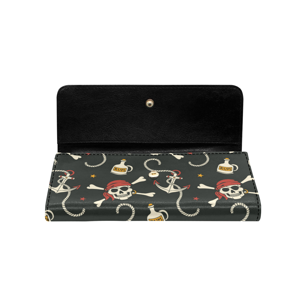 Pirate Pattern Print Design A02 Women's Trifold Wallet