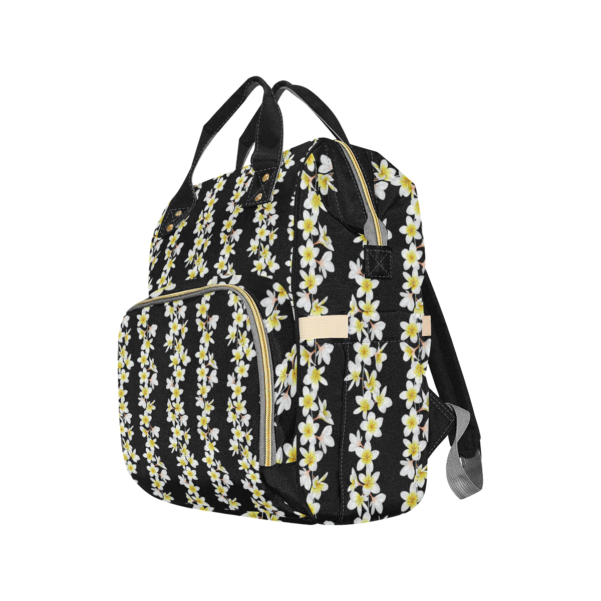 White Plumeria Pattern Print Design PM08 Diaper Bag Backpack