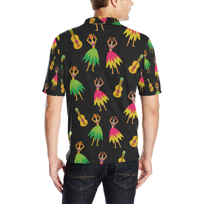 Hula Dancers Hawaiian Girl Pattern Print Design 03 Men Polo Shirt