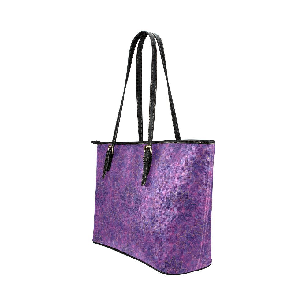 Bohemian Lotus Mandala Style Leather Tote Bag