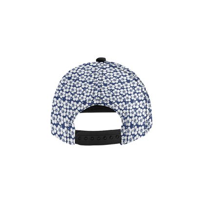 Hibiscus Blue Hawaiian Flower Pattern Snapback Cap