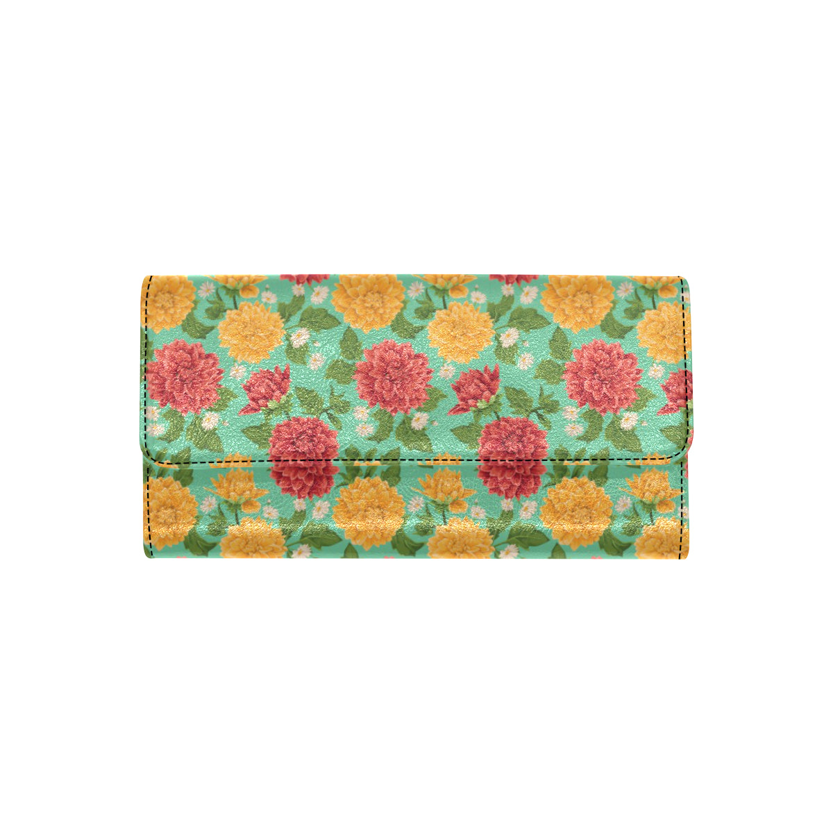 Dahlia Pattern Print Design DH011 Women's Trifold Wallet